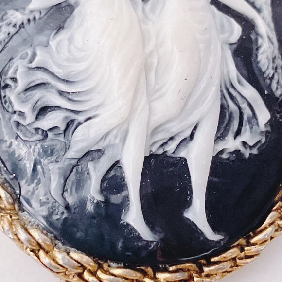 VTG Signed Western Germany Resin Cameo Brooch Pendant Mid Century Classical Rev - Picture 4 of 16
